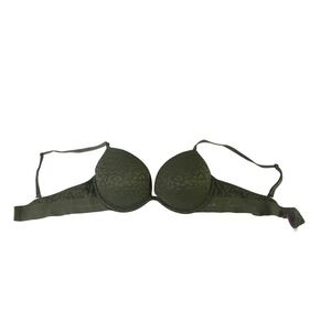 Victoria's Secret PINK Wear Everywhere Push-Up‎ Bra Leopard Lace Olive Green 36B
